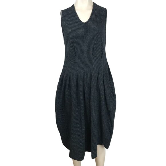 KHANGURA - WOMEN'S MEDIUM - BLACK SLEEVELESS V NECK COTTON BLEND DRESS - Picture 1 of 8